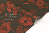 Floral Cotton Rayon Wool Blend - green, orange